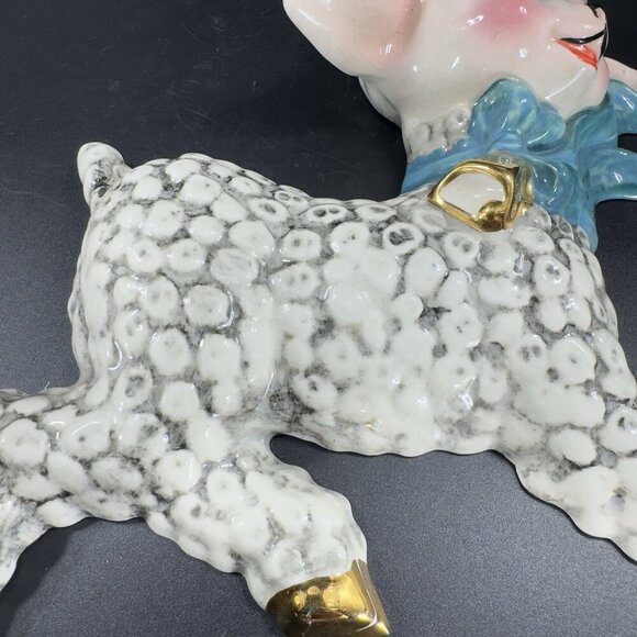 1950s Ceramic Lamb Shell Whimsical Hand Painted Wall Hanging Plaque Figure VTG - Picture 10 of 16